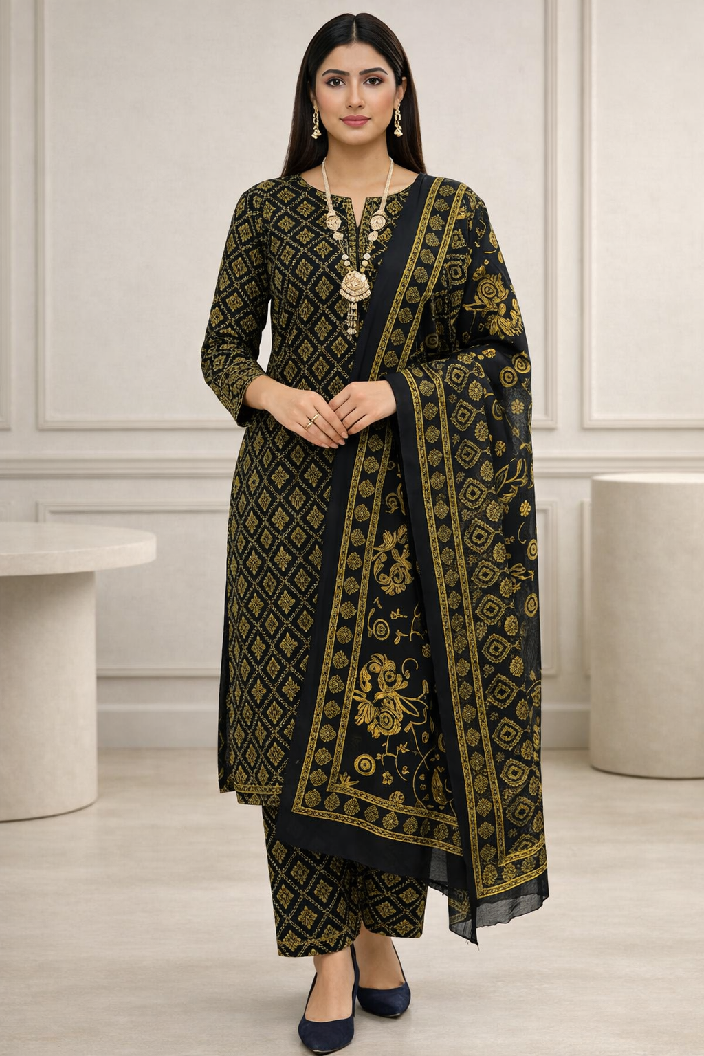 Swiss Lawn Unstitched 3 Piece Suit - A1102